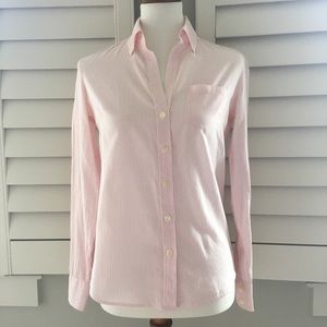Banana Republic Pink and White Stripe Button Down Collar Long Sleeve Top